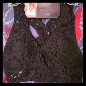 Black Lace Bralette Cross back